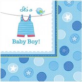 16x Geboorte thema servetten 33 x 33 cm - Papieren wegwerp servetjes - Geboorte jongen/its a boy kraamfeest/versieringen/decoraties