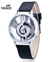 Muzieknoot Horloge - Zwart in een doosje