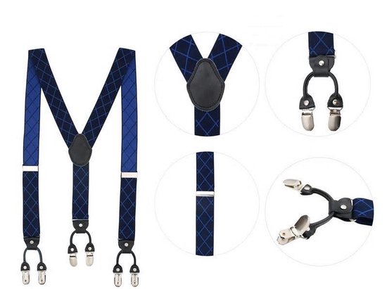 Luxe chics de luxe - blanc pois bleu foncé - Sorprese - cuir noir - 6 pinces robustes - homme - unisexe