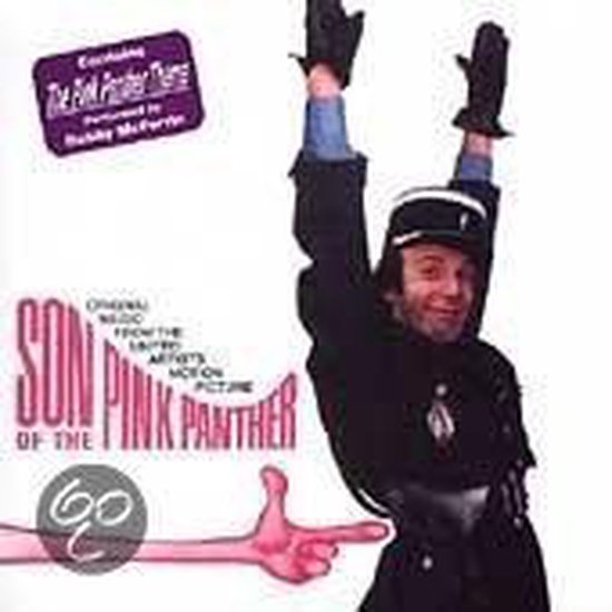 Albumhoes van Son of the Pink Panther met een man in een uniform met een pet en handschoenen, handen omhoog.