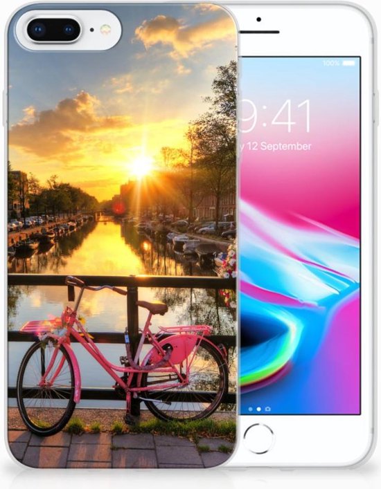 Foto: Iphone 7 plus 8 plus tpu backcover hoesje amsterdamse grachten