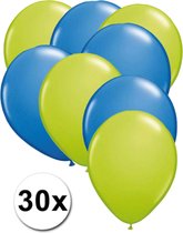 Ballonnen Licht groen/Blauw 30 stuks 27 cm