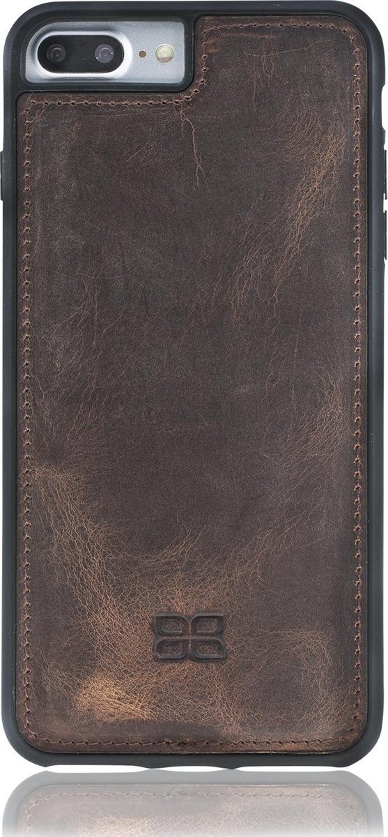 Bouletta geschikt voor iPhone 7/8 Plus leren BackCover hoesje - Antic Coffee