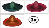 3x Sombrero summertime assortie