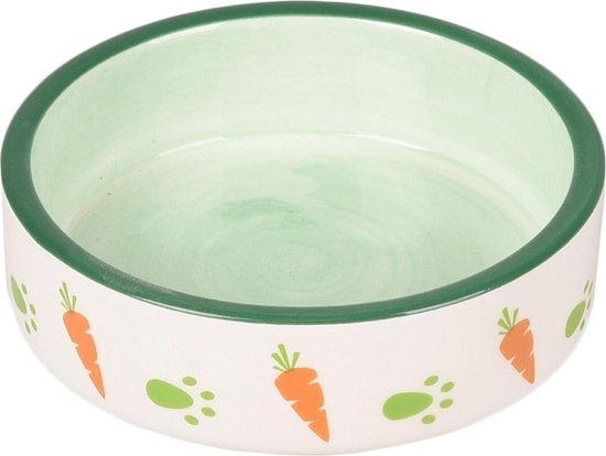 Flamingo Knaagdier Voerbak Iggy - Hamstervoerbak - Rond - Wit / Groen - 8,5cm