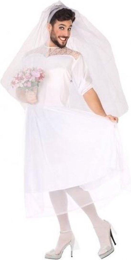 Fout verkleed kostuum - man bruid fun kostuum voor heren - carnavalskleding - voordelig geprijsd M/L