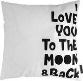 I Love You To The Moon & Back Kussenhoes | Katoen/Polyester | 45 x 45 cm | Zwart - Wit