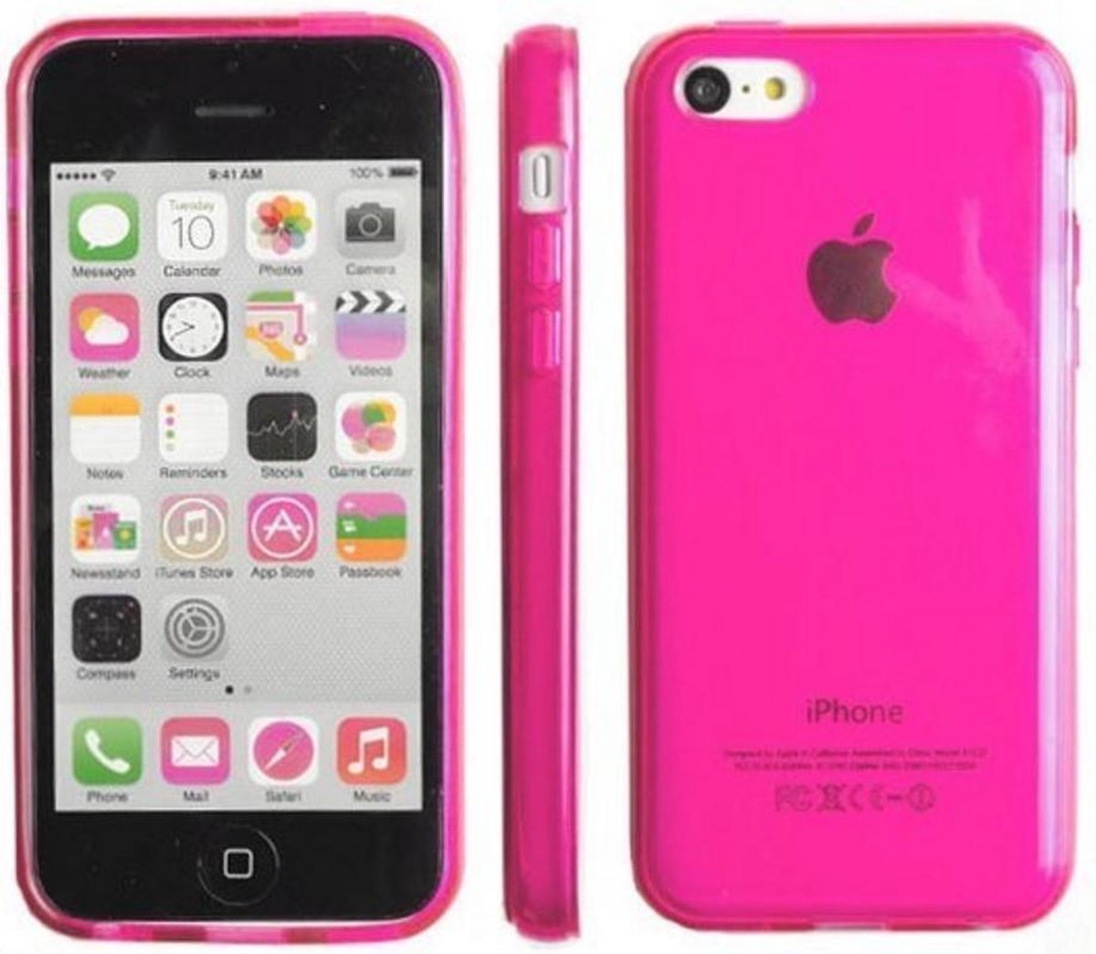 Gel Silicone Case Hoesje met achterkant Transparant Roze Pink voor Apple iPhone 5C