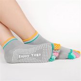 Chaussettes de yoga antidérapantes - grises avec orteils colorés - du 36 au 39
