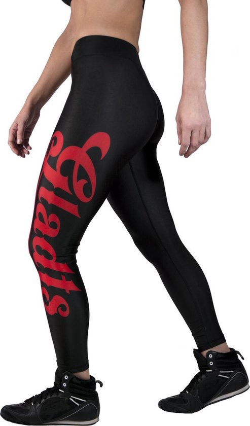 Gladts - Legging - Met topje - Dames - Zwart/Rood - 2-delig - Maat S - Legging dames - Legging meisje - Legging dames volwassenen - Leggings - Legging sport dames