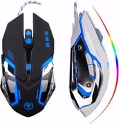 Elementkey -  Gaming Muis Verstelbaar 3200 DPI - 6 Knoppen Optische hoogwaardige USB Wired Game Muis - Ergonomisch Balance-ontwerp - 4 Kleur Ademhaling Licht - Zwart