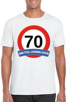 70 jaar and still looking good t-shirt wit - heren - verjaardag shirts XL
