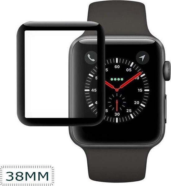 Apple iWatch Screen Protector 38mm full cover zwart