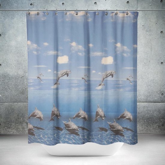 Roomture douchegordijn Joyful Dolphins 240 x 200 extra breed