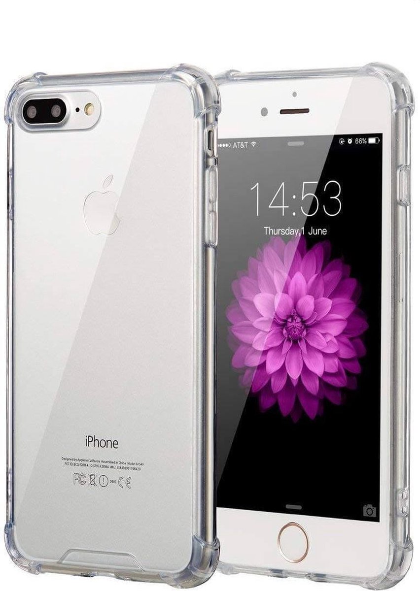 Hoesje - Geschikt voor Apple iPhone 7 / 8 Plus - Sterk & Shockproof - Siliconen Shock Case - Hoes Cover - Telefoonhoes - Transparant