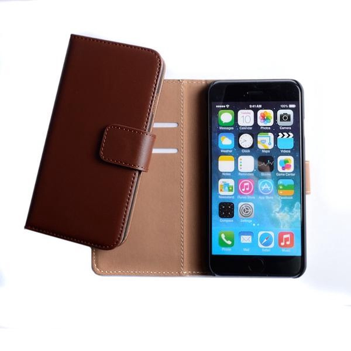 Luxury PU Leather Flip Case With Wallet & Stand Function Bruin Brown voor Apple iPhone 7 Plus