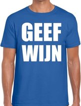 Geef Wijn heren T-shirt blauw M