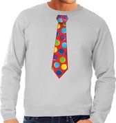 Foute kersttrui / sweater stropdas met kerstballen print grijs voor heren L (52)