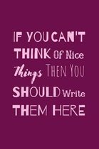 If You Can't Think Of Nice Things Then You Should Write Them Here