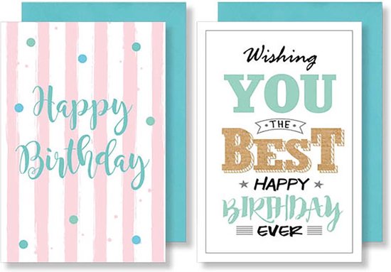 10x dubbele wenskaart met envelop - Verjaardag - Happy Birthday - 11,5 x 17 cm