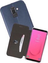 Slim Folio Case - Book Case Telefoonhoesje - Folio Flip Hoesje - Geschikt voor Samsung Galaxy J8 2018 - Navy