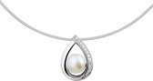 The Jewelry Collection Ketting Parel En Zirkonia 1,5 mm 42 + 3 cm - Zilver