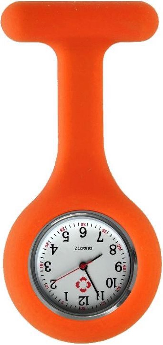 Fako® - Verpleegstershorloge - Zusterhorloge - Verpleegster Horloge - Siliconen RVS Uni - Oranje