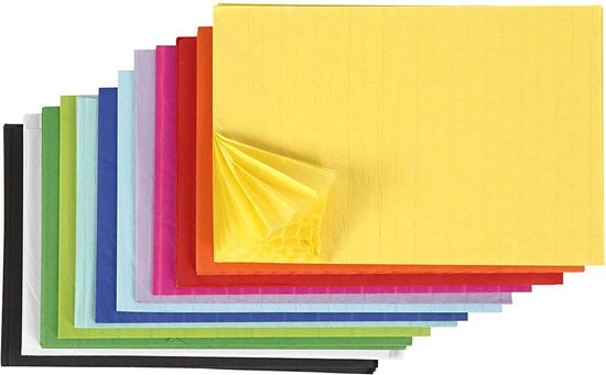 Honingraat papier - 28x17,8 cm - kleuren assorti - Creotime - 72 stuks |  bol.