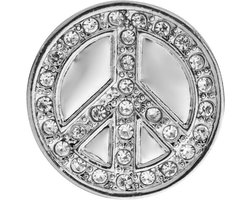Quiges - Dames Click Button Drukknoop 18mm Peace Symbool - EBCM396