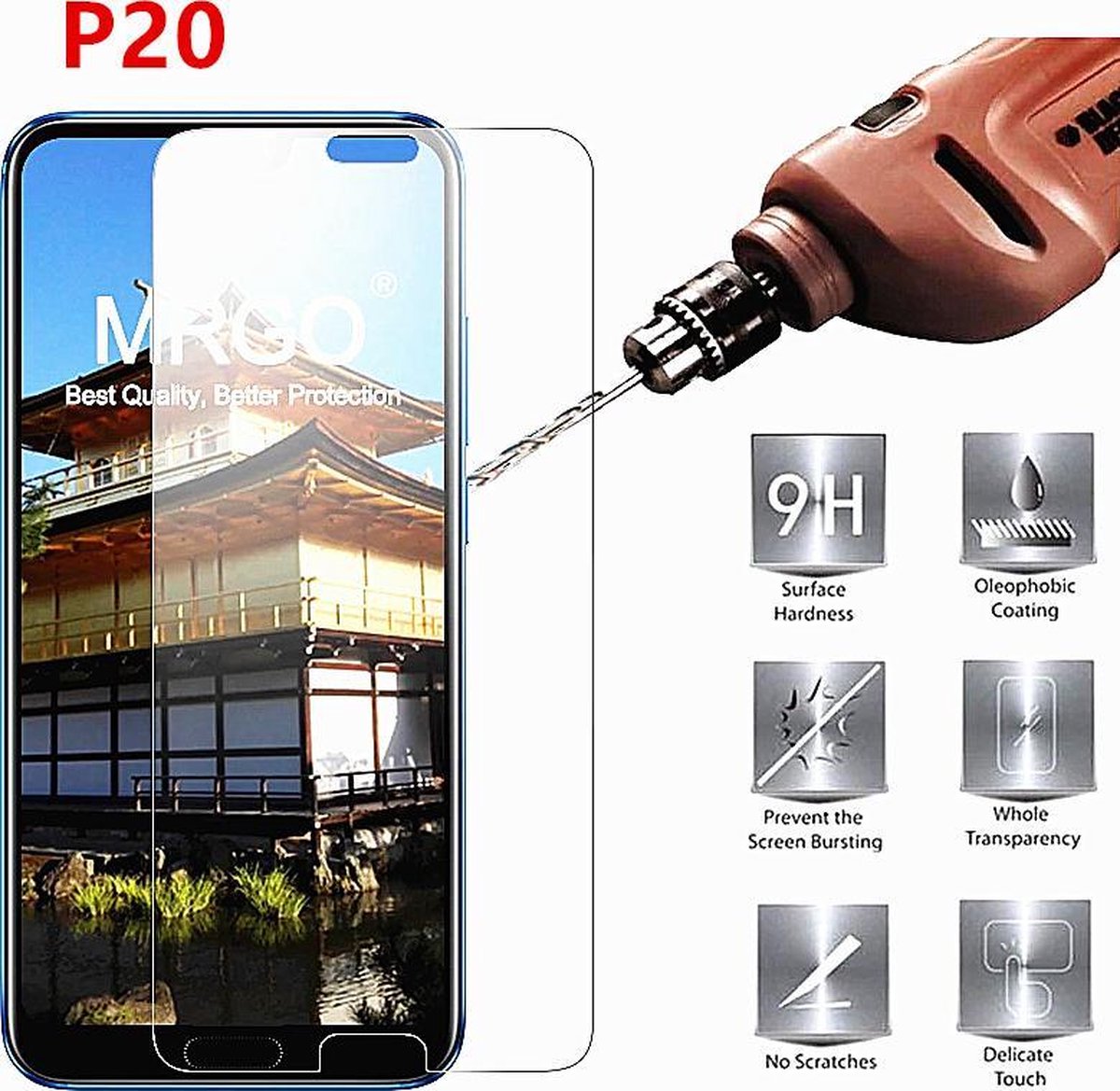 geschikt voor Huawei Phone Glazen schermbeschermer geschikt voor Huawei P20 gehard glas | Gehard glas Screen protect Glas Cover Film
