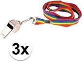 3x Rainbow Gay Pride Colours / cordons avec sifflet - Accessoires LGBT Rainbow Flag