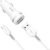 HOCO Z27 Staunch Duo-poort Auto-oplader + Micro USB kabel wit 1 meter wit voor Samsung, Huawei, etc.
