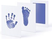 Baby handafdruk en voetafdruk fotokaartje - Baby cadeau - Lichtblauw - Gipsafdruk alternatief! - Eenvoudig schoonmaken - incl. 2 witte kaartjes
