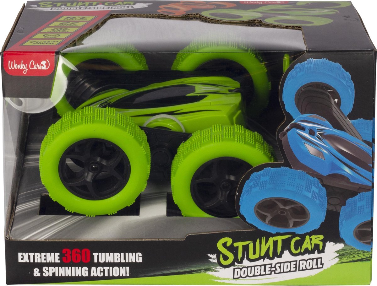 Wonky Cars RC Stunt Auto - Dubbelzijdig 360° rollen en draaien - Groen — afbeelding 4