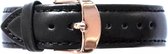 Premium Black Genuine Leather strap - Golden Buckle 24mm - Zwart Rund Leer horlogeband + luxe pouch