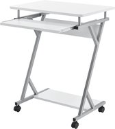 Computertafel bureau op wielen pc tafel 60x40x75 cm wit