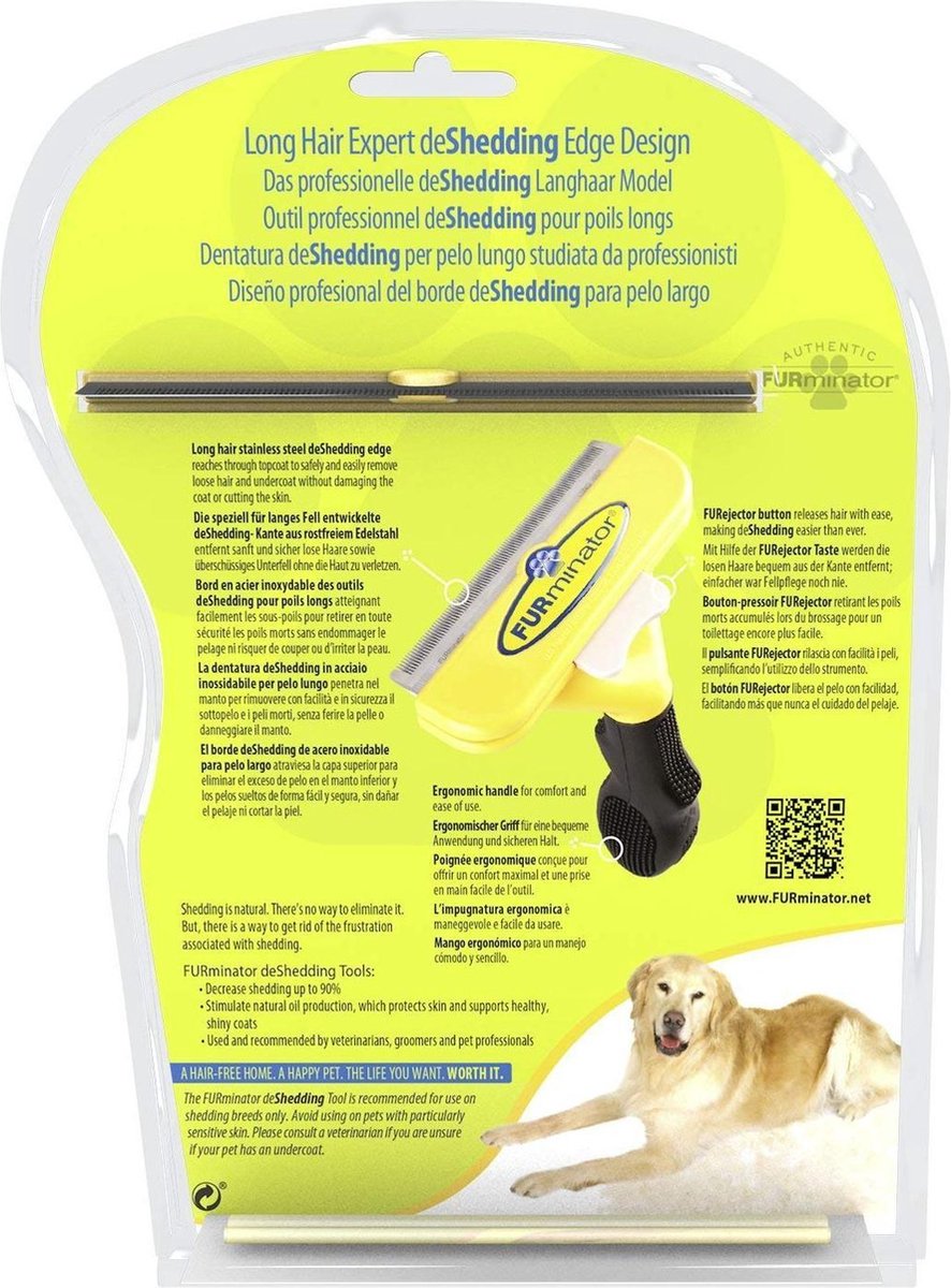 Furminator® Hond langhaar - Vermindert Haaruitval Tot 90% - Hondenborstel -  L | bol.com