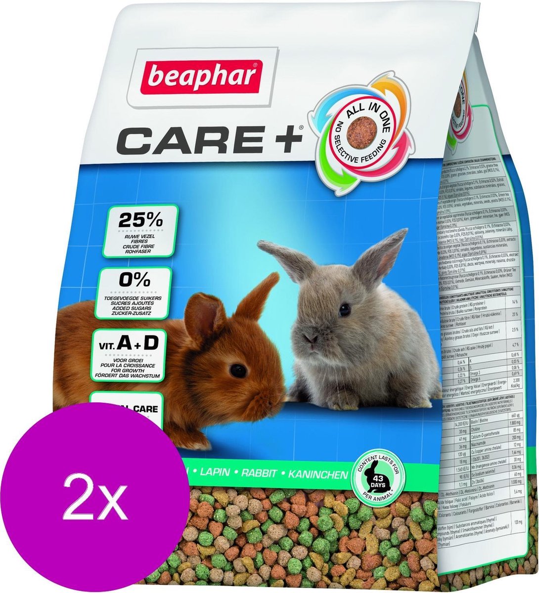 Beaphar Care+ Konijn Junior - 2 St à 1,5 kg - Konijnenvoer | bol.com