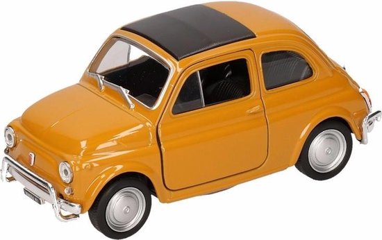 Jouet miniature de voiture jaune Fiat 500 voiture classique 10,5 cm |  bol.com