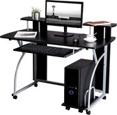 Handig Computer PC Desktop Bureau of Gaming Desk - Werkstation Meubel op Wieltjes - 90 cm Hoog en 120 cm Breed - Zwart