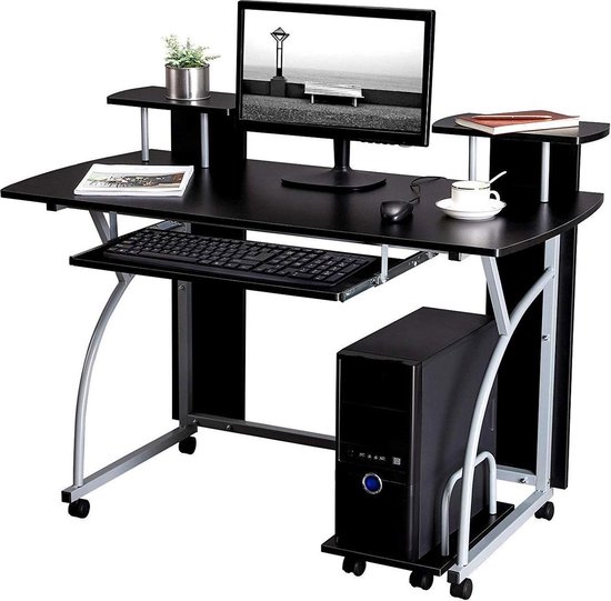 invoer minstens Op grote schaal Handig Computer PC Desktop Bureau of Gaming Desk - Werkstation Meubel op  Wieltjes - 90... | bol.com