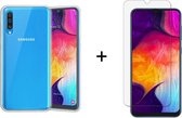Samsung a50 hoesje - Samsung galaxy a50 hoesje siliconen case hoes cover hoesjes transparant - hoesje samsung a50 - 1x Samsung a50 screenprotector screen protector