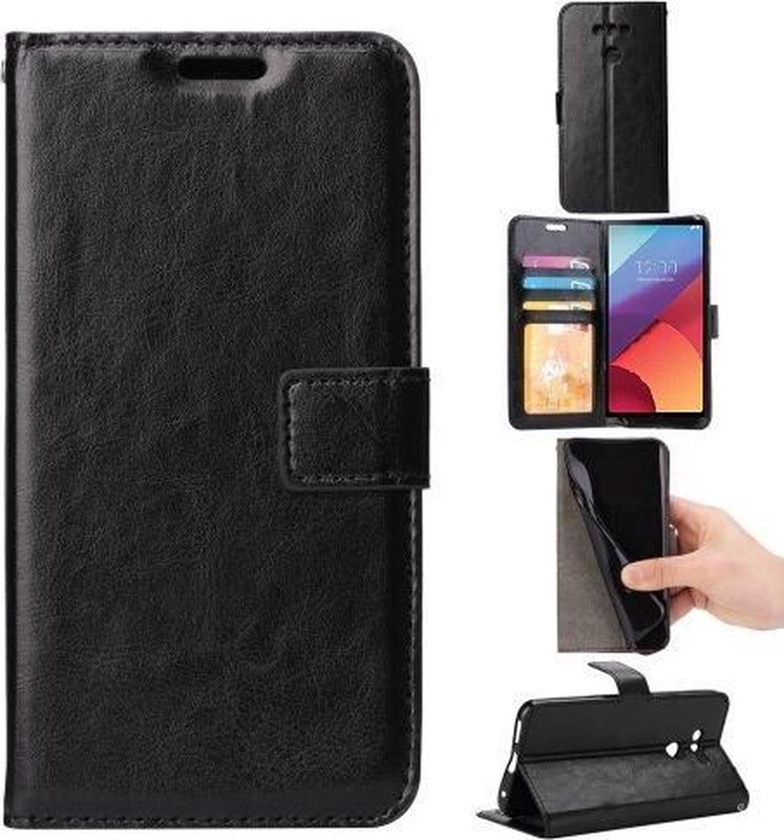 Sony Xperia L1 Book PU lederen Portemonnee hoesje Book case zwart
