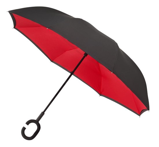 Impliva - Opvouwbare Inside Out Paraplu - Ø 107 cm - Zwart/Rood