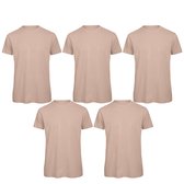 Senvi 5 pack T-Shirt -100% biologisch katoen - Kleur: Licht Roze - XL