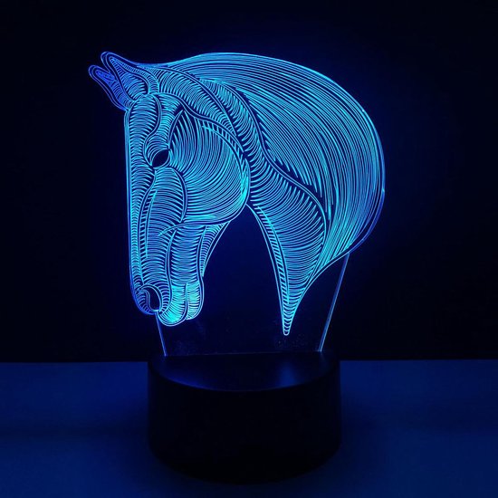 3D Nachtlamp Paard 7 kleuren LED licht Touchbediening