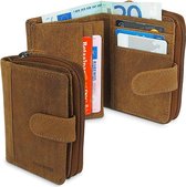 Old West Wallet High Model Wallet with Snap Button Closure with Tab - Hunter Leather - 10 Passes - RFID - Dark Brown