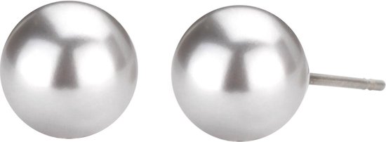 Boucles d'oreilles en perles de Traveller - avec Crystal Swarovski 8 mm perle gris clair - # 710508