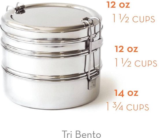Ronde Lunchbox Bento 3 delig Rvs