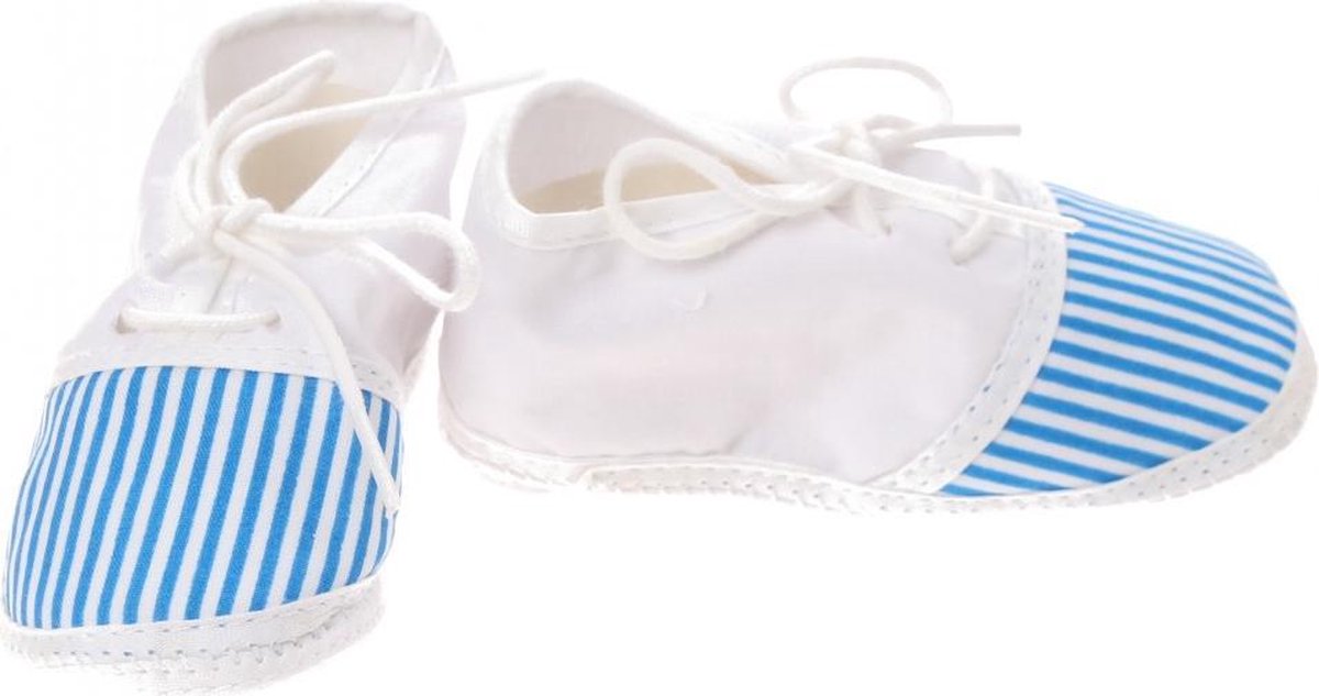 Junior Joy Babyschoenen Newborn Junior Wit/blauw Met Strepen